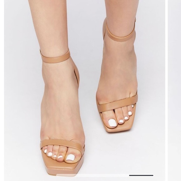 NWT F21 Nude Open Toe Platform Stiletto High Heels Size 8 - Picture 3 of 10